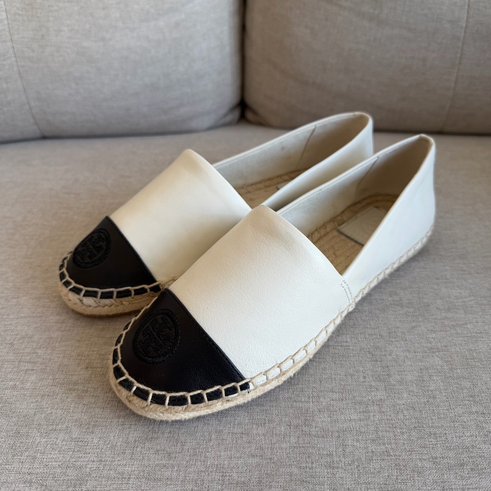*Brand New* Tory Burch Colorblock Black and Ivory White Espadrille